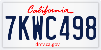 CA license plate 7KWC498