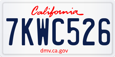 CA license plate 7KWC526
