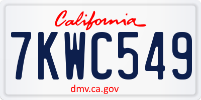 CA license plate 7KWC549