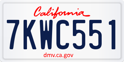 CA license plate 7KWC551