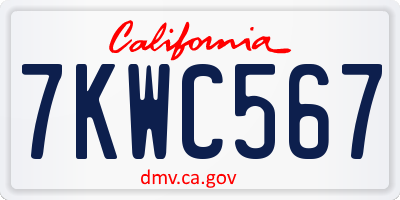 CA license plate 7KWC567