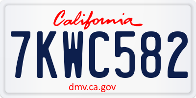 CA license plate 7KWC582