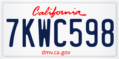 CA license plate 7KWC598