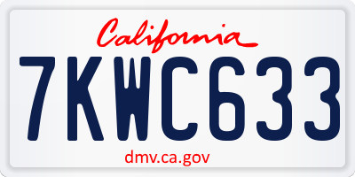 CA license plate 7KWC633