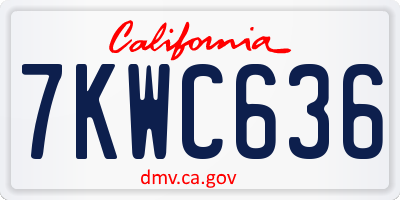 CA license plate 7KWC636