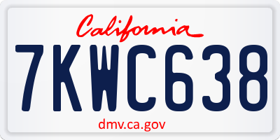 CA license plate 7KWC638