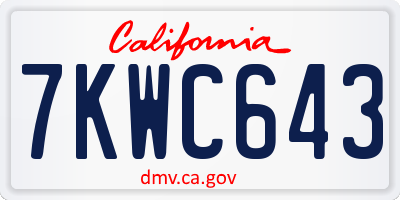 CA license plate 7KWC643