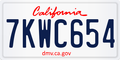 CA license plate 7KWC654