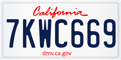 CA license plate 7KWC669