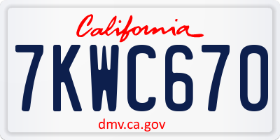 CA license plate 7KWC670