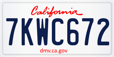 CA license plate 7KWC672