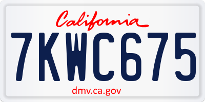 CA license plate 7KWC675