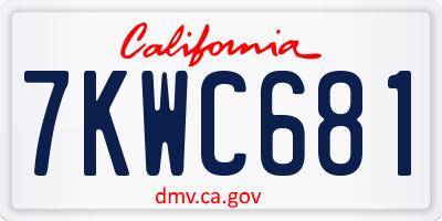 CA license plate 7KWC681