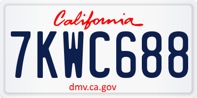 CA license plate 7KWC688