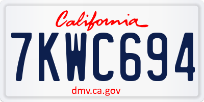 CA license plate 7KWC694