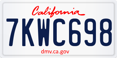 CA license plate 7KWC698