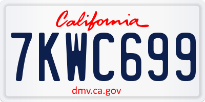 CA license plate 7KWC699