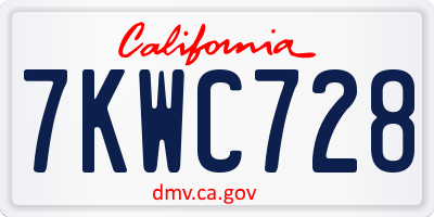CA license plate 7KWC728