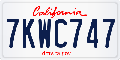 CA license plate 7KWC747