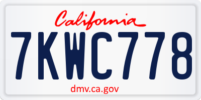 CA license plate 7KWC778