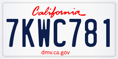 CA license plate 7KWC781
