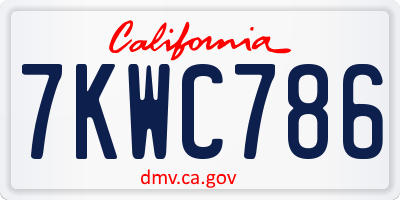 CA license plate 7KWC786