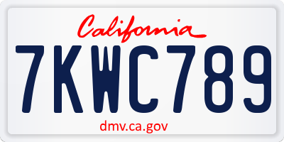 CA license plate 7KWC789
