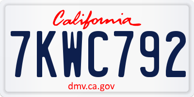 CA license plate 7KWC792