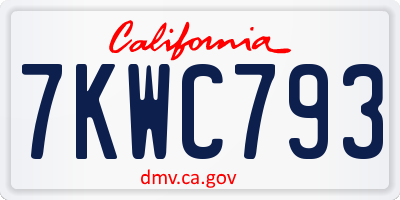 CA license plate 7KWC793