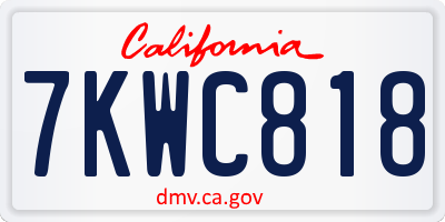 CA license plate 7KWC818