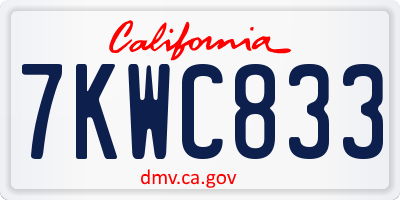 CA license plate 7KWC833