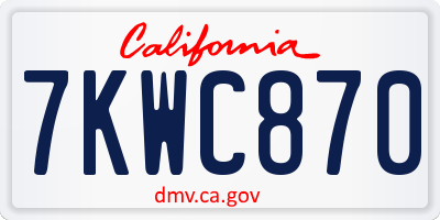 CA license plate 7KWC870
