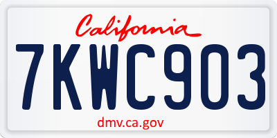 CA license plate 7KWC903