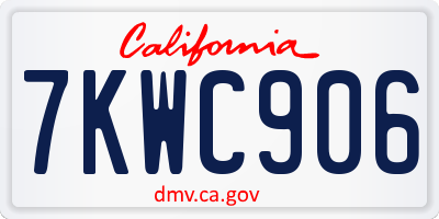 CA license plate 7KWC906