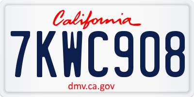 CA license plate 7KWC908