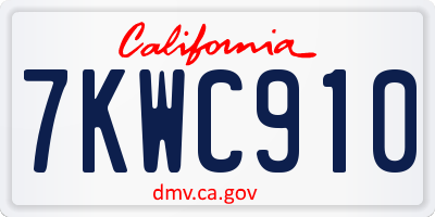 CA license plate 7KWC910