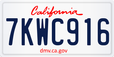 CA license plate 7KWC916