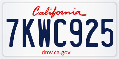 CA license plate 7KWC925
