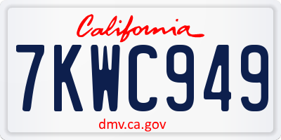 CA license plate 7KWC949