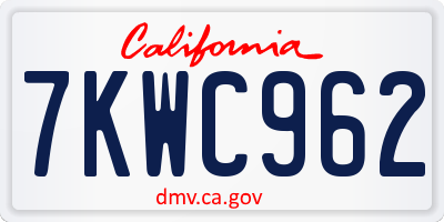 CA license plate 7KWC962