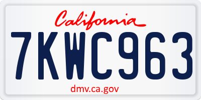CA license plate 7KWC963