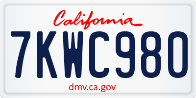 CA license plate 7KWC980