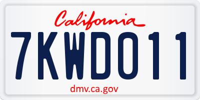 CA license plate 7KWD011