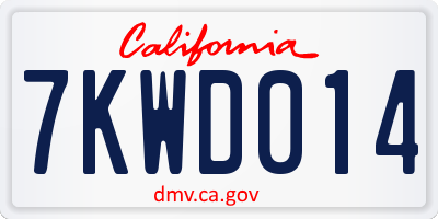 CA license plate 7KWD014