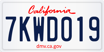 CA license plate 7KWD019