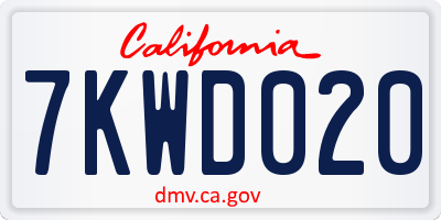 CA license plate 7KWD020