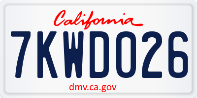 CA license plate 7KWD026