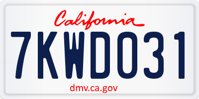 CA license plate 7KWD031