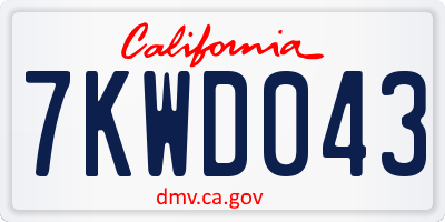 CA license plate 7KWD043