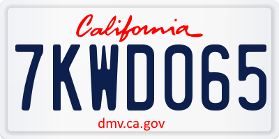 CA license plate 7KWD065